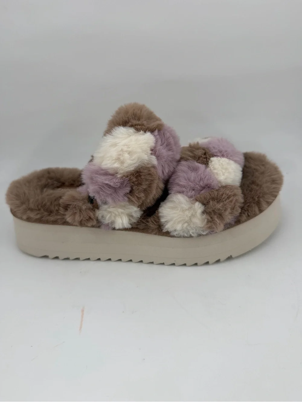 👞 Koolaburra by Ugg Ya-Baby -SZ 3.5- Multicolor Fuzzy Slide Sandals
